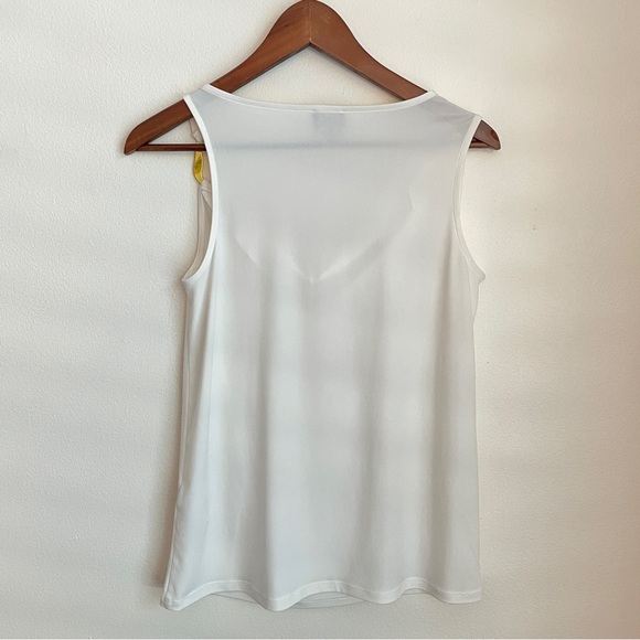 INC White Drape Neck Tank Top Size XS Cowl Neck One Shoulder Minimal Chic Fitted - Picture 5 of 9